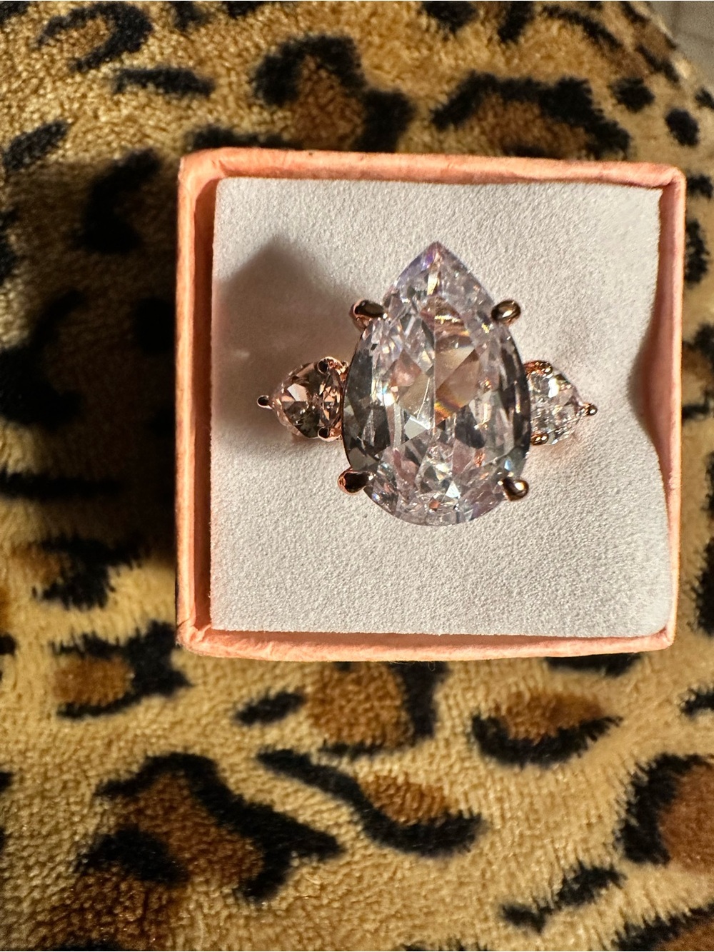 Elegant Teardrop Crystal Ring in Rose Gold